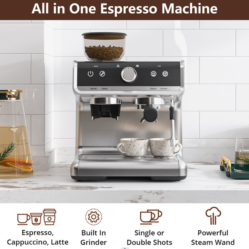 Blue Elephant Semi-Automatic Espresso Machine, Silver