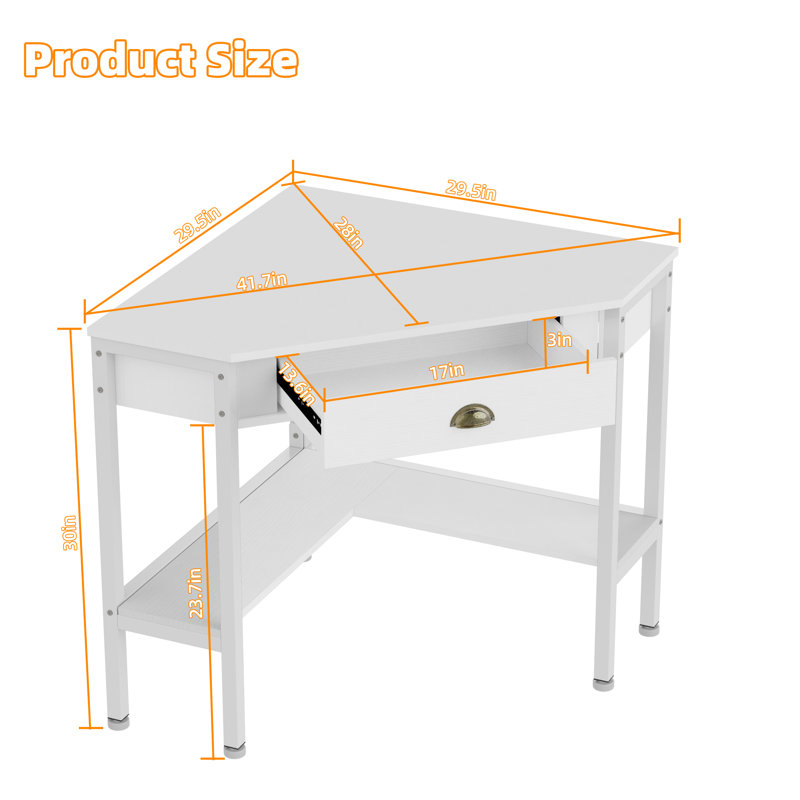 Corner Desk Small Desk for Small Space, Corner Computer Desk Triangle Desk for Home Office, White