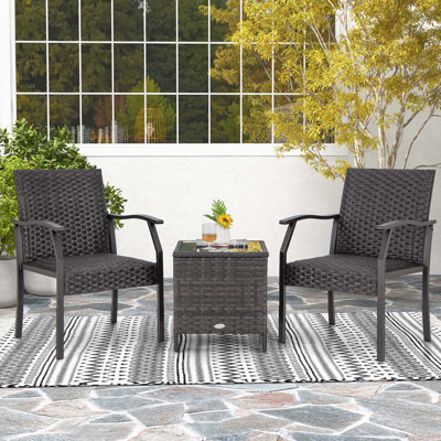 Ensemble de conversation pour patio 3 pièces Highland Dunes