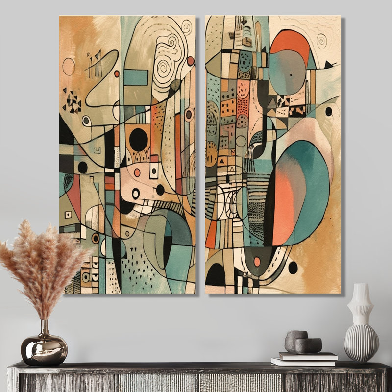 «Golden Mid Century Boho» - Minimalisme abstrait, impressions sur toile, 20" H x 24" W, Wrapped Canvas, Does Not Apply