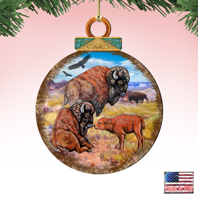 Ornement boule en bois Tidaholm Buffalos