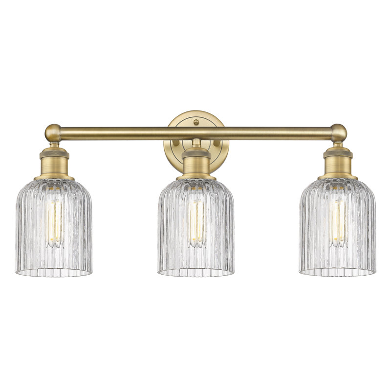 Abat-jour de salle de bain 3 lumières Edison Northgate, Laiton brossé, Clear