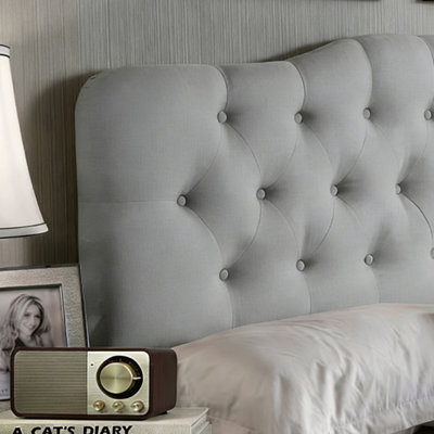 Tufted Upholstered Headboard, Solid Wood Head Board with Wood Legs, Adjustable Height Bed headboard from 37” to 51” Fabric Headboard in Modern Button by Lark Manor