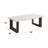 Coffee Table, White Natural Marble Top & Espresso Finish Rectangular
