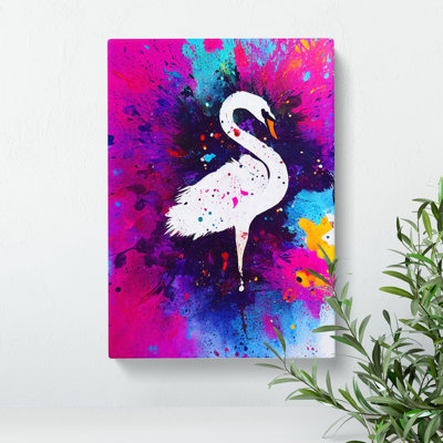 Swan Paint Splash No.6 Abstract - Wrapped Canvas