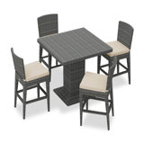 District Outdoor 5 - Piece Bar Height Dining Set with Cushions
