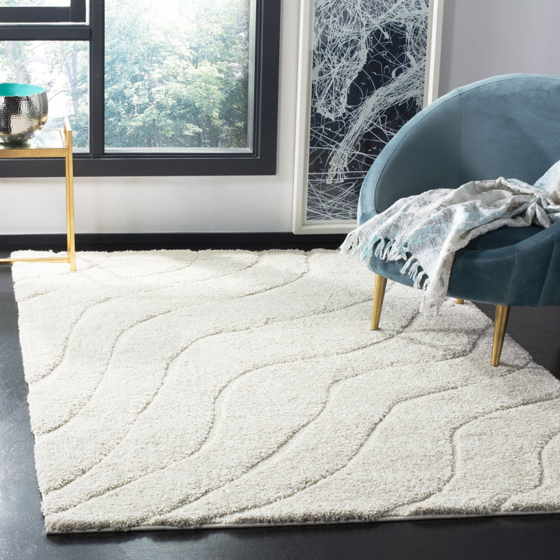 Tapis crème à motif abstrait Ashal, Rectangle 6 pi x 9 pi, Cream