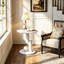 Ensemble de 2 tables de bout en marbre blanc, tables de chevet pour le salon, la chambre à coucher et le bureau-1345952417