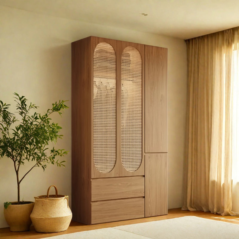 Armoire classique en rotin tissé, H 94,49 po x l 47,24 po x P 23,62 po