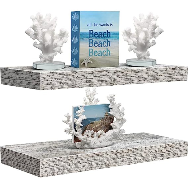 Swanfield Sorbus 16" Long Floating Shelves with Invisible Mounting Set of 2, White