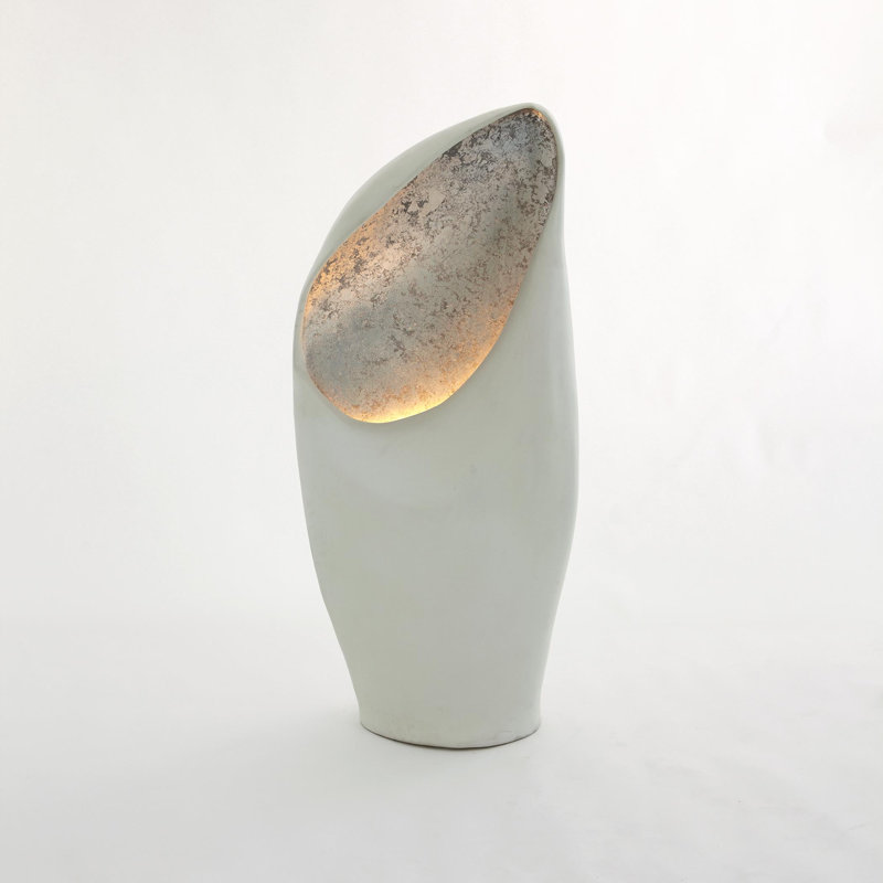 Cowl Lamp-White w/Leaf-Lg, Silver