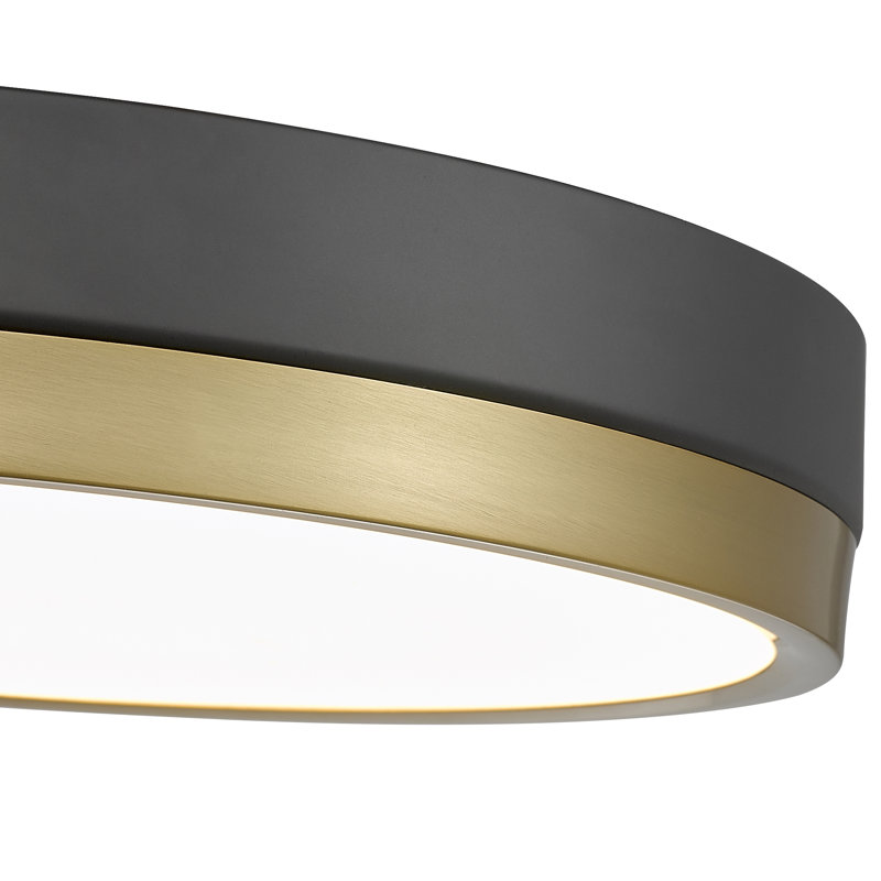 Plafonnier encastré 1 lumière Brexleigh en noir mat, Noir mat / or moderne