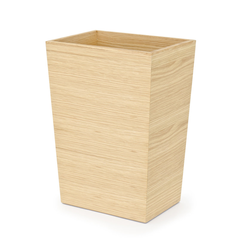 Ayven Solid Wood Open Kitchen Trash Can, Oak, 6 L