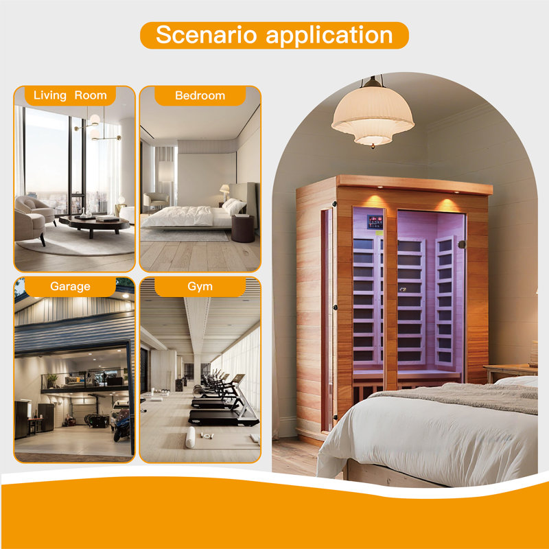 Hongyuan 2 Person Indoor Bluetooth Low EMF FAR  Infrared Sauna In Okoume & Hemlock Wood