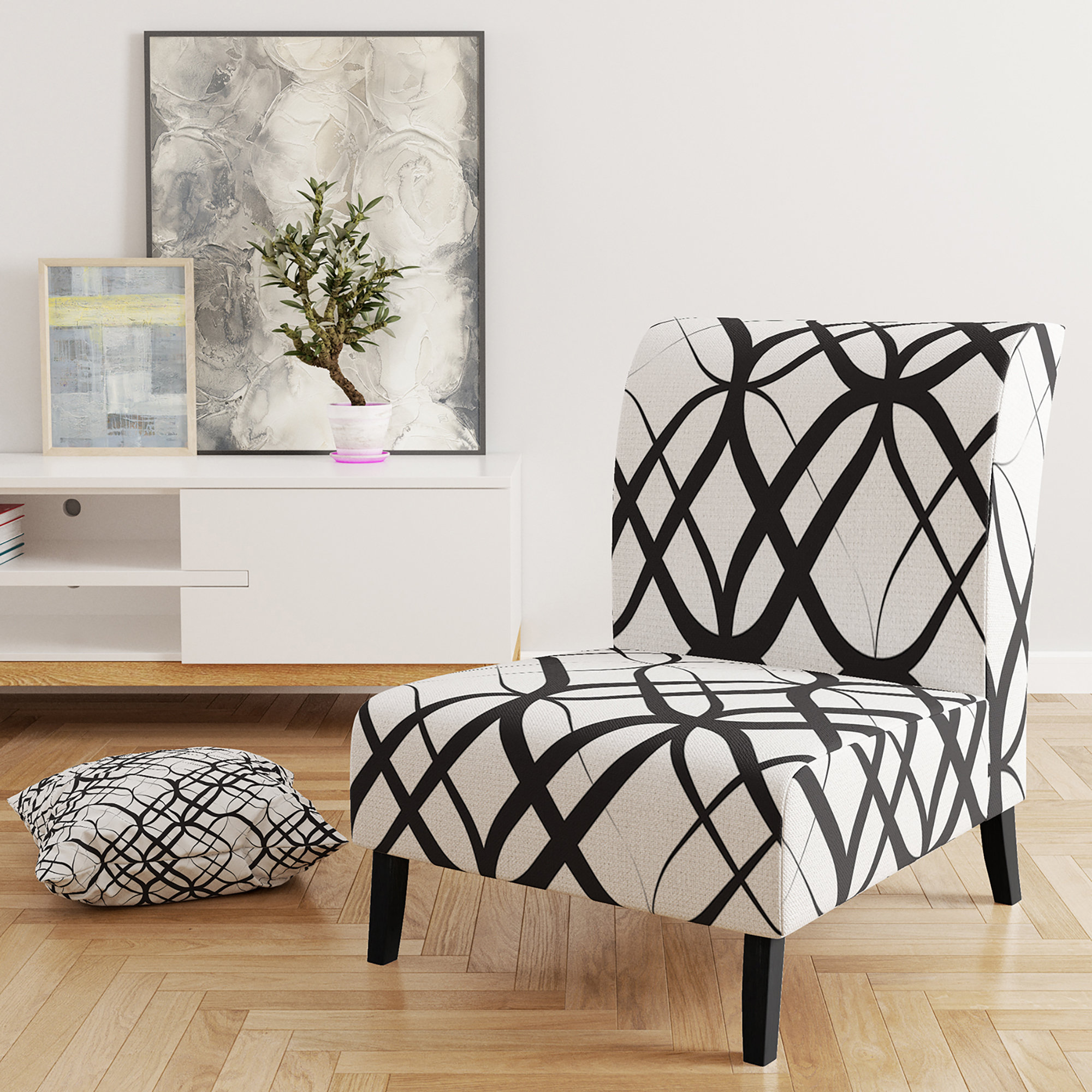 East Urban Home Monochrome Geometric Pattern III - Mid-Century ...