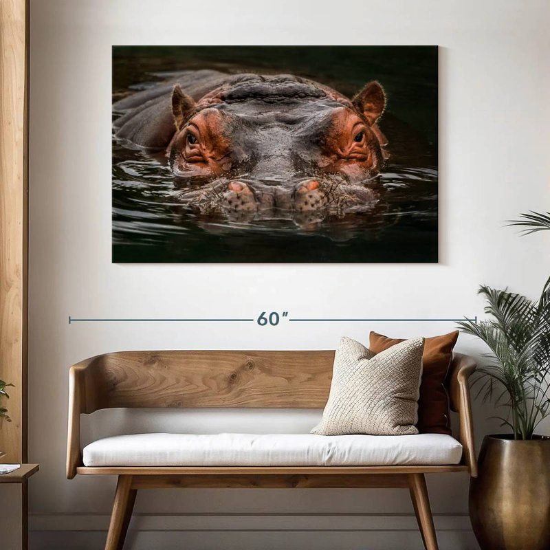Hippopotame submergé Brampt, H 32 po x l 48 po
