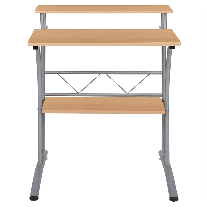 Calles Metal Base Computer Desk, Natural