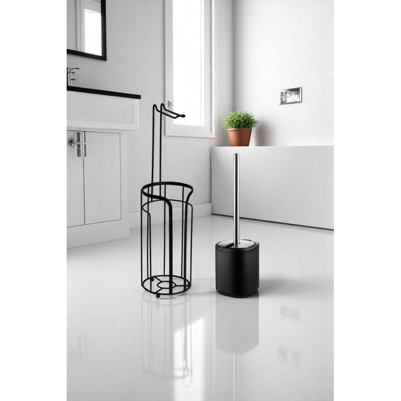 Free Standing Toilet Paper Holder, Matte Black