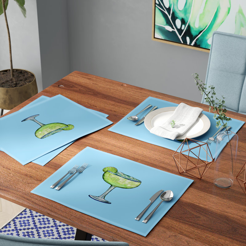 Josefien Polyester Food & Drink Rectangle Placemat, Pale Blue