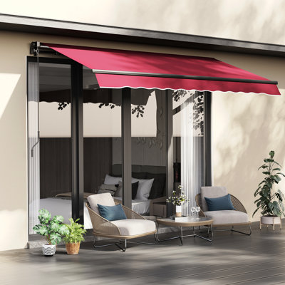 Auvent rétractable de 10 pi x 8 pi, parasol de patio avec manivelle. Et eau -, cadre en aluminium pour balcon, terrasse, cour. Lime d'or