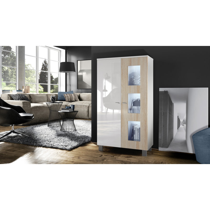 Mccombs Curio Cabinet, With, Sawn Oak/White
