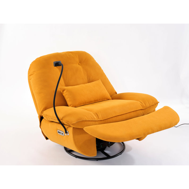 Faux Leather Recliner, Orange Faux Leather