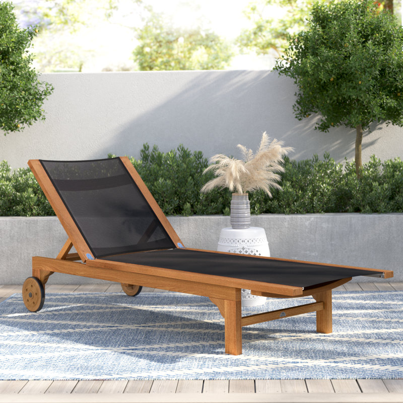 Trakas Montauk Teak Outdoor Reclining Sunlounger, Black