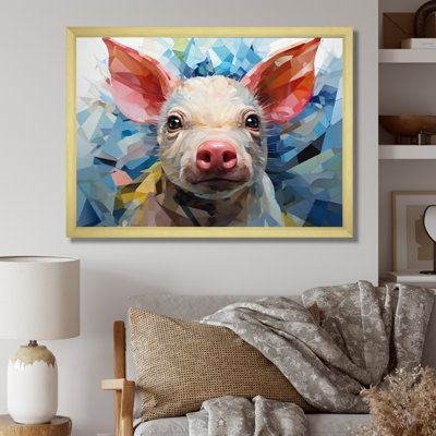 " Pink Curious Piglet Geometric "