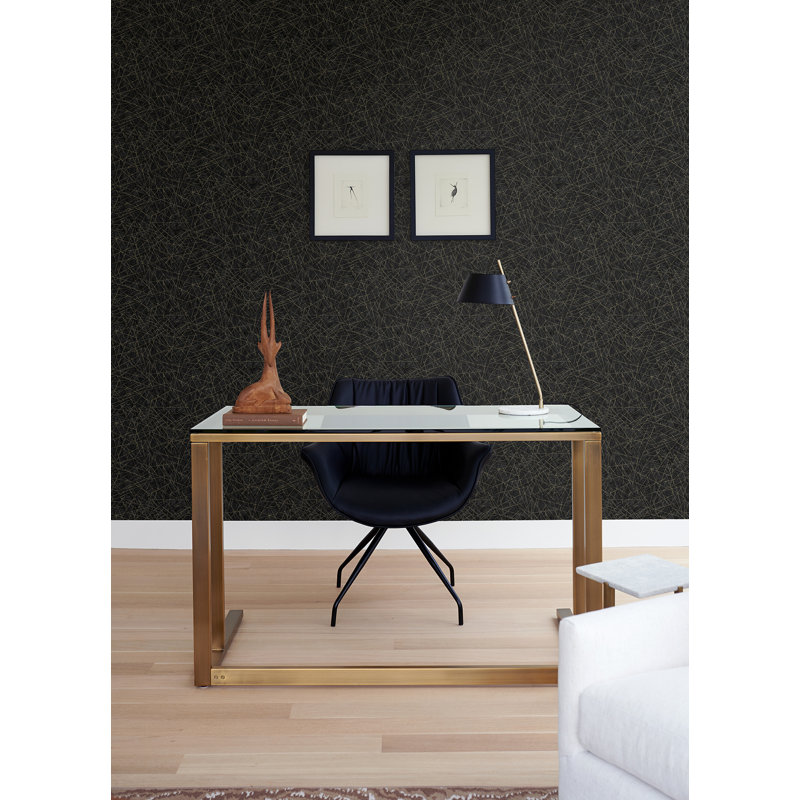 Abstract Metallic Wallpaper Roll, Black