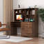 Home Office Computer Desk With Hutch, Antiqued White Finish