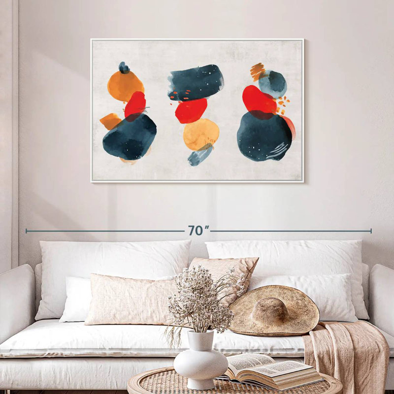 Watercolor Blotches, Floating Frame White, 43" X 29"