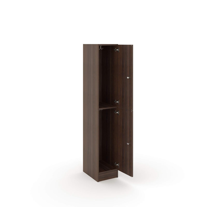 Armoire-penderie simple à deux compartiments avec porte, H 59 po x l 12,5 po x P 17 po, Noyer sépia