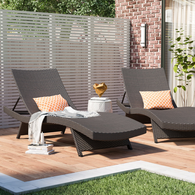 Blaise Outdoor Wicker Chaise Lounge Set, Multi-Brown