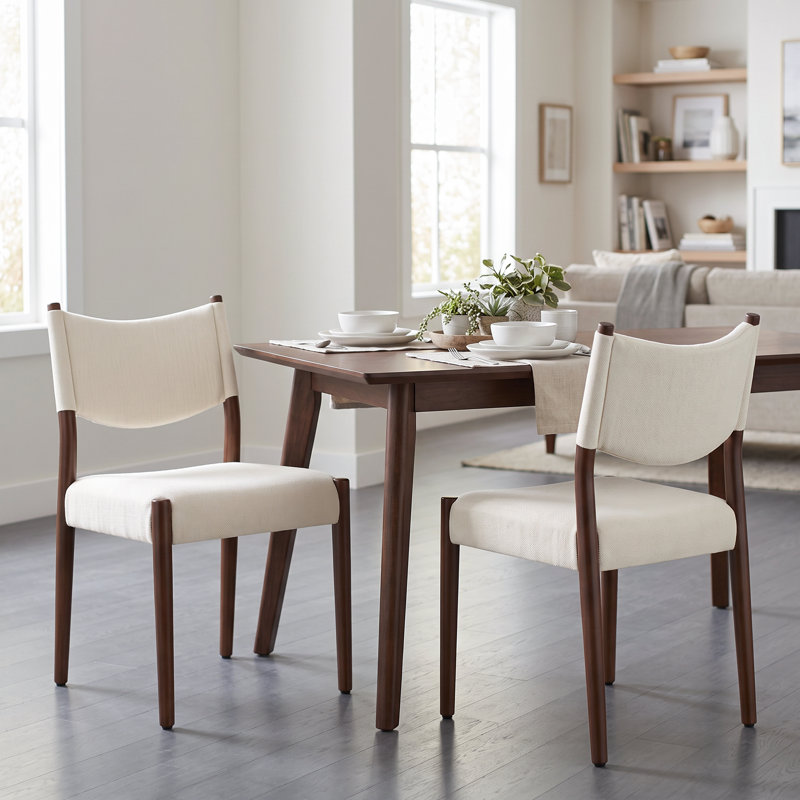 Modern Style Upholstered Side Dining Chairs, White