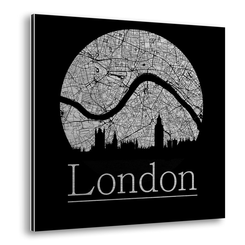 London Map - Print on Metal, 47cm H x 47cm W, Unframed