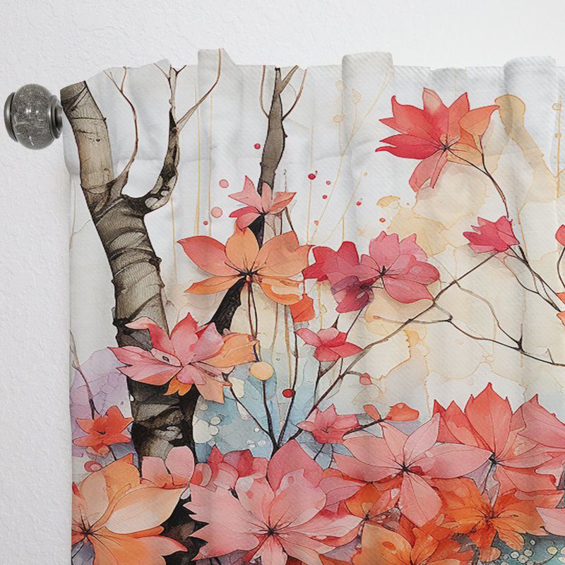 Peach Maple Trees Serenade - Traditional Curtain - Velvet Room Darkening - 1 Panel, 52" W x 63" L