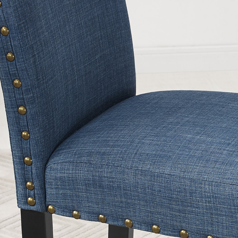 Counter Height Stools With Nailhead Trim Set Of 2, Blue/Black