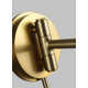 Allegra Single Light Glass Steel Dimmable Plug-in Swing Arm Sconce