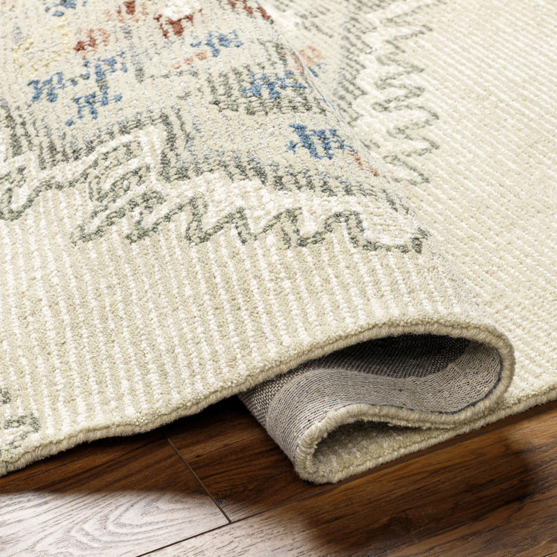 Wool Oriental Indoor Rug, Rectangle 2' x 3', Green/Ivory