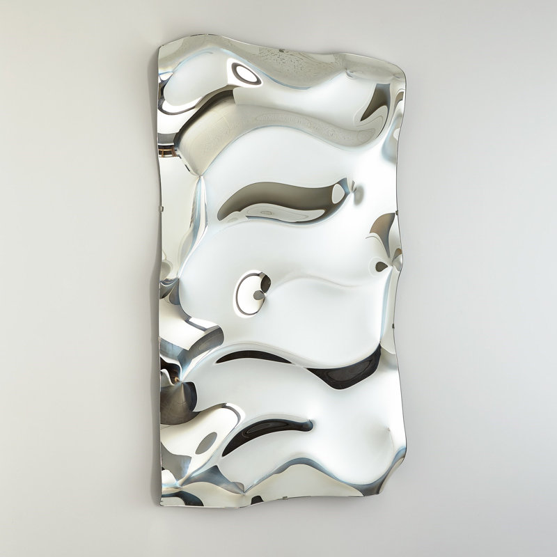 Elegant 72'' Silver Hand-Formed Italian Glass Accent Mirror