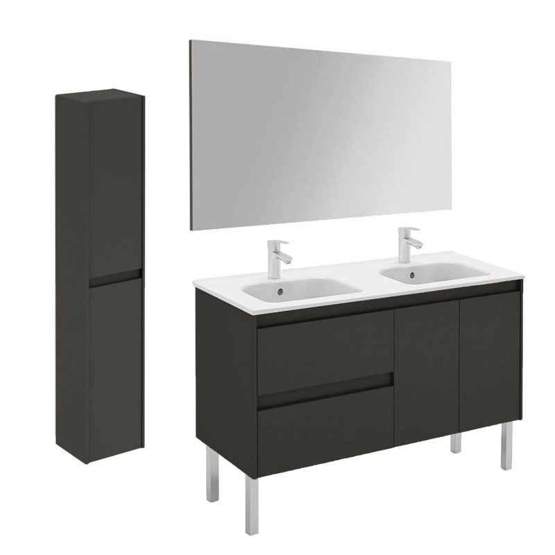 Ambra 47.5'' W Double Vanity, Glossy Anthracite