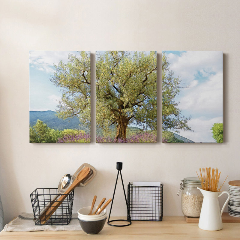 " Olive Tree And Lavender " 3 - Pieces, 32" H x 24" W x 1" D