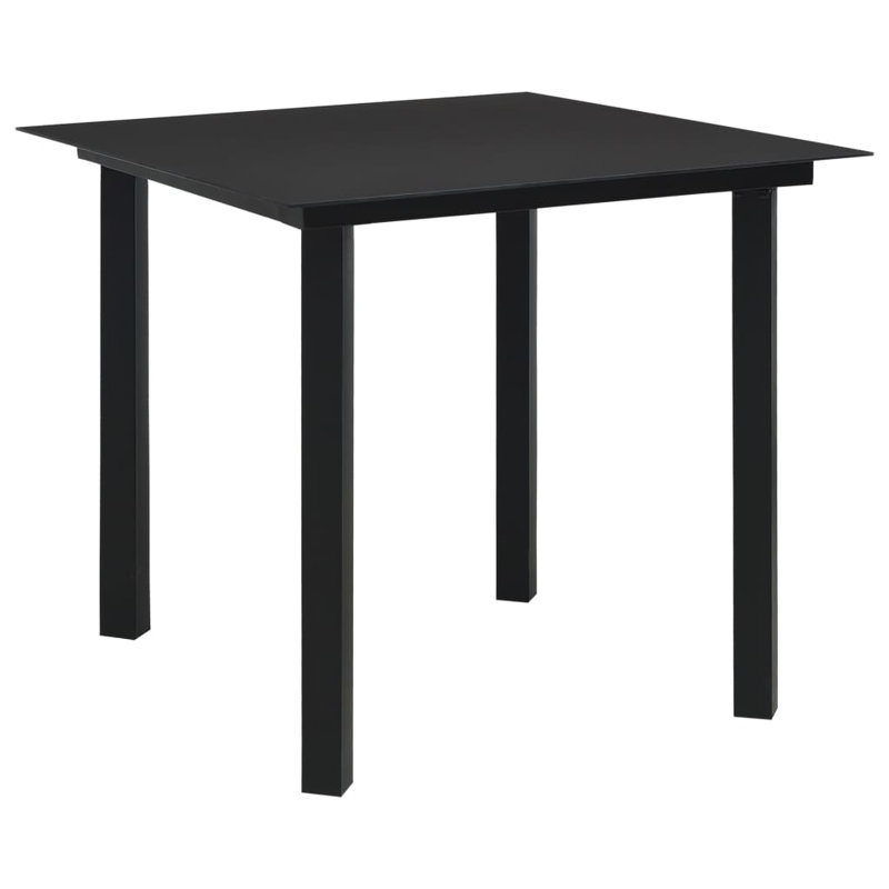 Outdoor Patio Dining Set - 3 Piece - Poly Rattan And Glass Construction - Modern And Elegant Design, Black