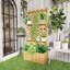 52L Wooden Planter Box with Trellis and Storage Shelves, Raised Garden Planter, Natural Finish