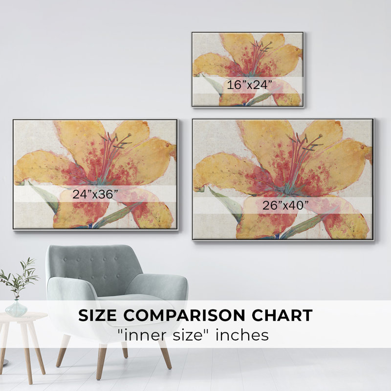 «Blooming Lily», toile tendue avec châssis encadré, H 17 po x l 25 po x P 2 po, Blanc