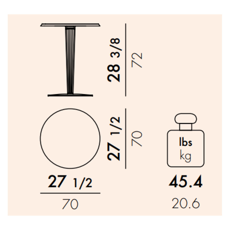 Table de bout à piédestal Top Top, Blanc lustré, Carré plissé, 27.56"