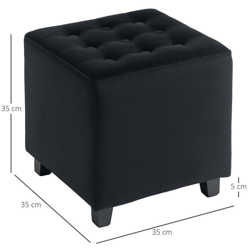 Taitianna 35cm Wide Solid Colour Footstool Ottoman, Charcoal Grey