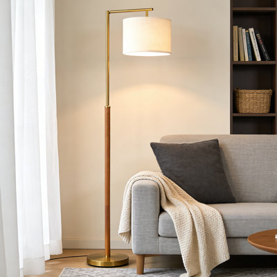 64" Modern Solid Wood Floor Lamp with Adjustable Arm