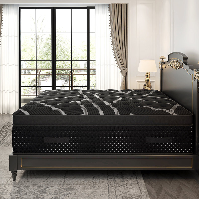 12'' Medium-Firm Hybrid Mattress King With Gel Memory Foam, Fiberglass-Free, Mattress In A Box, King, 12"