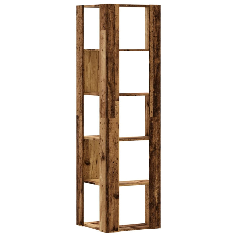 50cm W Corner Bookcase, Brown, (5 Shelves) 179cm H x 50cm W x 50cm D